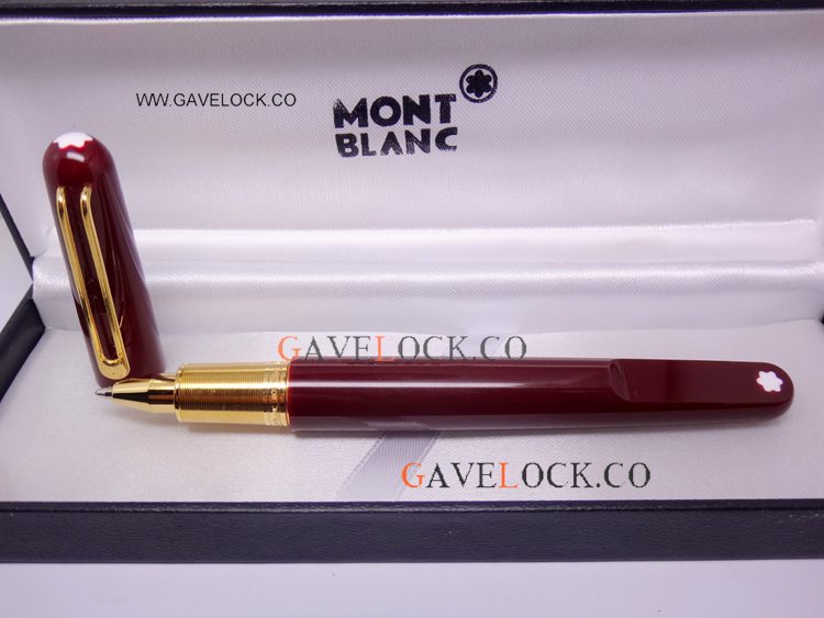 Copy Montblanc Marc Red Rollerball - Yellow Gold Clip